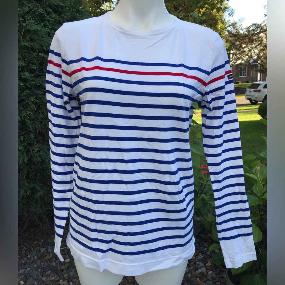 🐬 Amor & Lux Striped  Long Sleeve Top - White, Blue, and Red